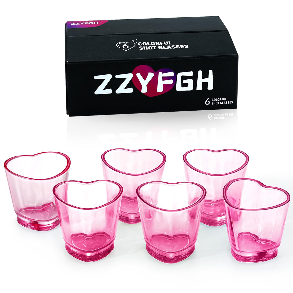ZZYFGH corazones vasos de chupito set rosa 1.5 oz, colores arco iris para brindar con estilo
