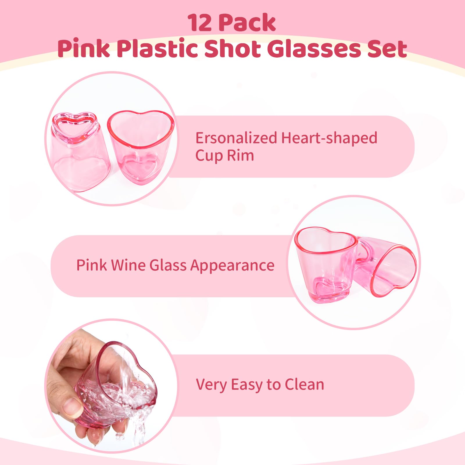 ZZYFGH set de 12 vasos rosa, empaque regalo práctico y bonito