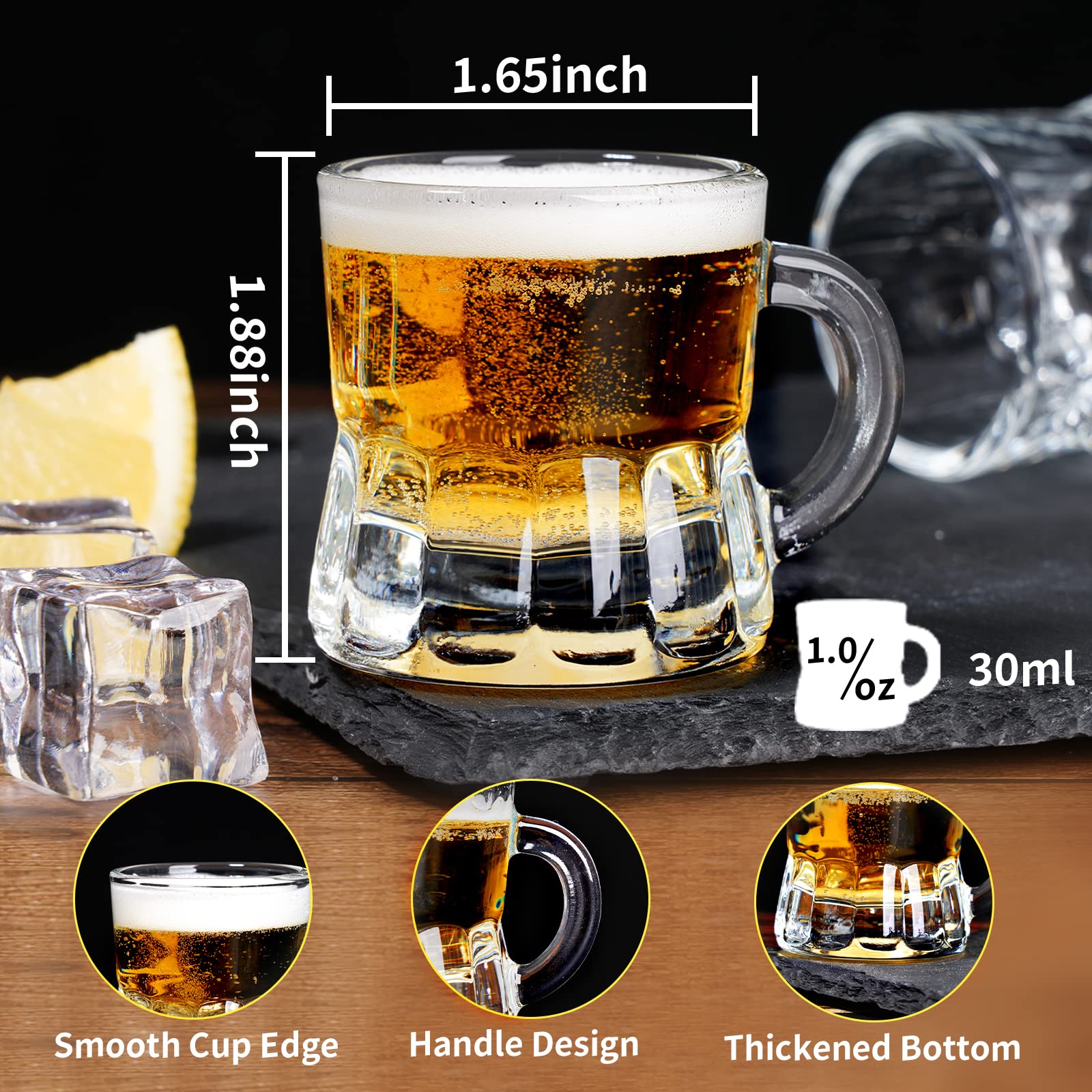 Vaso shot con asa ZZYFGH, agarre grueso para fiestas.
